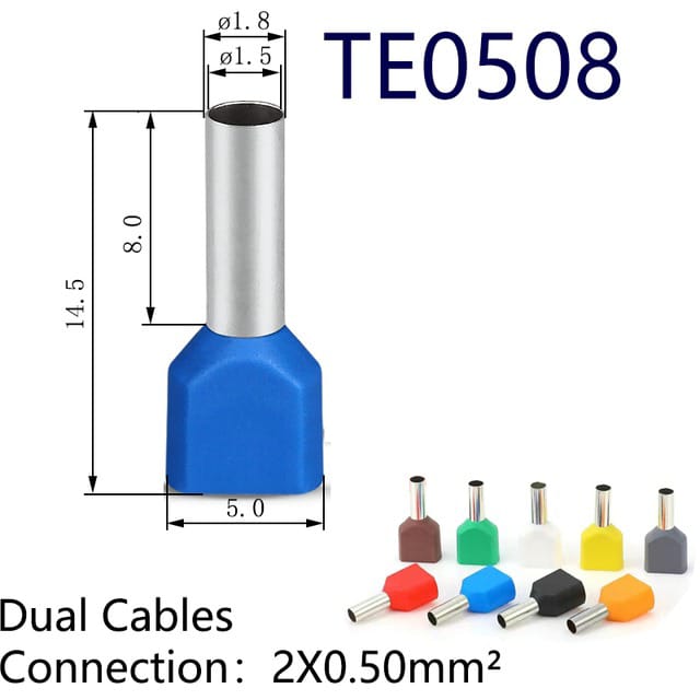TE0508 Copper Insulated Dual Cable Lugs in Pakistan - BLACK