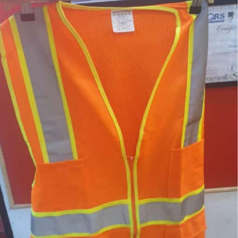 Safety Vest Jacket with Reflective Strips in Pakistan - Orange thumbnail 2