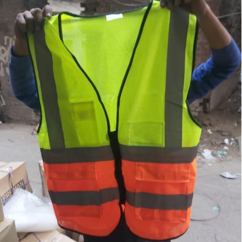 Safety Vest Jacket with Reflective Strips in Pakistan - Orange thumbnail 3