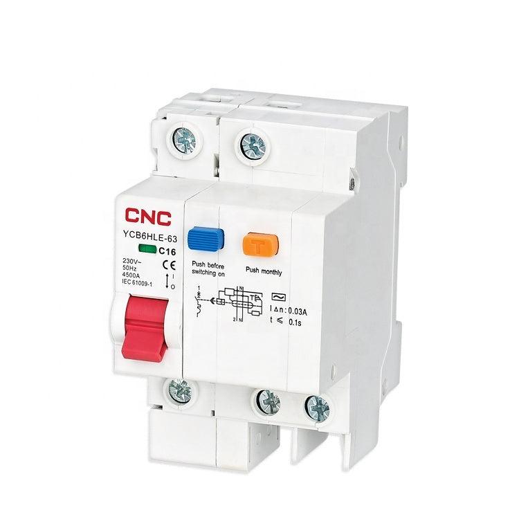 CNC Residual Current Circuit Breakers YCB6HLE-63 in Pakistan - 1P + N / 20A