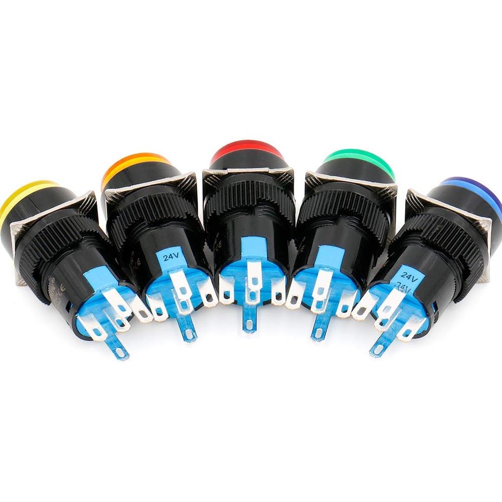 16mm Push Button Switch Momentary Round Cap LED Lamp in Pakistan - Green thumbnail 2
