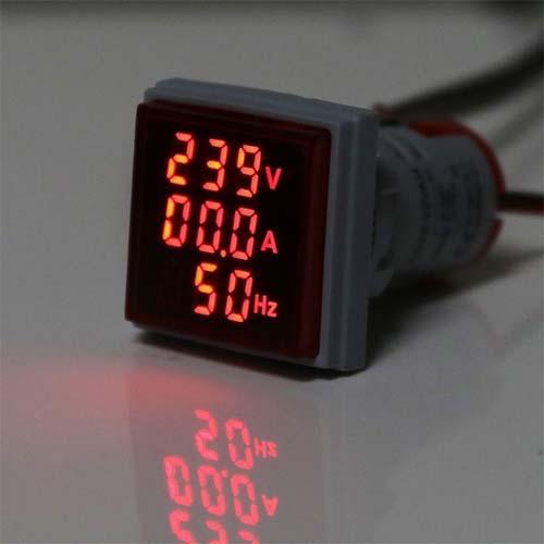 Digital 3 in 1 AC Ammeter, Voltmeter, Hz 22mm Digital Led Lamp Indicator in Pakistan - Red