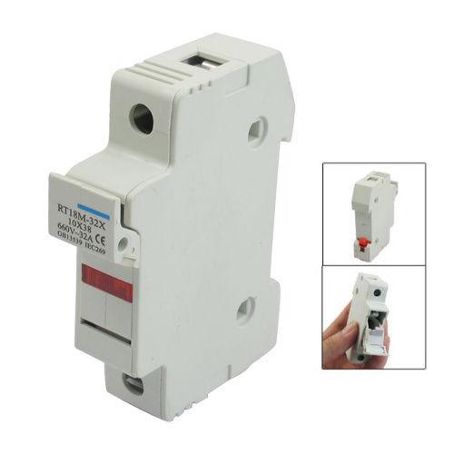 Rt18-32x AC 380v 32a 1 Pole 10x38mm DIN Rail Mount Fuse Holder Base - 10A